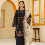 Midnight Black Lawn Embroidered 3-Piece Suit (Stitched)