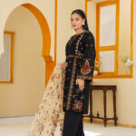 Midnight Black Lawn Embroidered 3-Piece Suit (Unstitched)