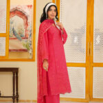 Dark Pink Slub Lawn Embroidered 3-Piece Suit (Unstitched)
