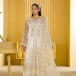 Classic Ivory Pearl & Kora Embroidered Suit (Stitched)