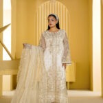 Classic Ivory Pearl & Kora Embroidered Suit (Unstitched)