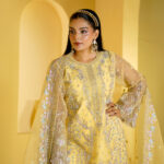 Lemon Yellow Festive Flared Sharara Suit (Unstitched)