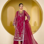 Deep Magenta Hand-Embellished Formal Suit (Unstitched)