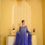Royal Blue Luxury Zardozi Pishwas / Maxi (Unstitched)