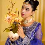 Royal Blue Luxury Zardozi Pishwas / Maxi (Stitched)